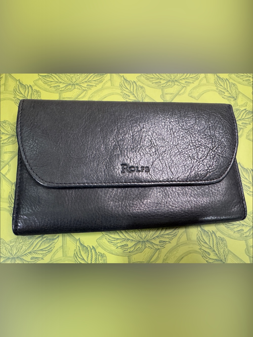 Rolfs Black Trifold Checkbook Wallet with Card Slots
